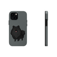 Black Pomeranian Tough Phone Cases, Case-Mate, iPhone, Impact Resistant, Glossy Finish, Wireless Charging, FREE Shipping, Made in USA!!