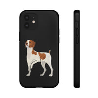 Brittany Dog Tough Cell Phone Cases, Dual Layer Case, Impact Resistant Outer Shell, Clear, Open Ports, Samsung & iPhone, Made in the USA!!