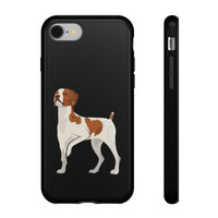 Brittany Dog Tough Cell Phone Cases, Dual Layer Case, Impact Resistant Outer Shell, Clear, Open Ports, Samsung & iPhone, Made in the USA!!