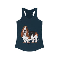 Basset Hound Women's Ideal Racerback Tank, XS - 2XL, 15 Colors, Cotton & Polyester, Free Shipping, Made In Usa!!