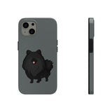 Black Pomeranian Tough Phone Cases, Case-Mate, iPhone, Impact Resistant, Glossy Finish, Wireless Charging, FREE Shipping, Made in USA!!