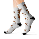 Rhodesian Ridgeback Sublimation Socks, 3 Sizes, Polyester/Spandex, Cushioned Bottoms, FREE Shipping, Made in USA!!