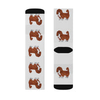 Ruby Cavalier King Charles Spaniel Sublimation Socks, 3 Sizes, Polyester/Spandex, FREE Shipping, Made in USA!!