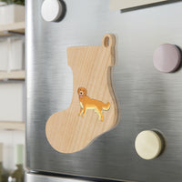 Golden Retriever Wooden Ornaments, 6 Shapes, Solid Wood, Magnetic Back, Comes with Red Ribbon, FREE Shipping, Made in USA!!
