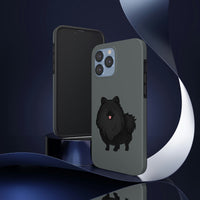 Black Pomeranian Tough Phone Cases, Case-Mate, iPhone, Impact Resistant, Glossy Finish, Wireless Charging, FREE Shipping, Made in USA!!