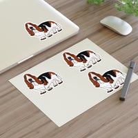 Basset Hound Sticker Sheets, Water Resistant, On Sheet Per Listing, Indoor/Short Term Outdoor Use, FREE Shipping, Made in USA!!