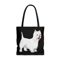 West Highland White Terrier Tote Bag, 3 Sizes, Polyester, Boxed Corners, Cotton Handles, FREE Shipping, Made in USA!!