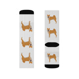 Shiba Inu Sublimation Socks, 3 Sizes, Polyester/Spandex, FREE  Shipping, Made in USA!!