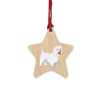 West Highland White Terrier Wooden Ornaments, 6 Shapes, Solid Wood, Magnetic Back, FREE Shipping, Made in USA!!