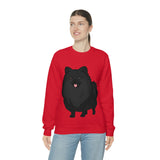 Black Pomeranian Unisex Heavy Blend™ Crewneck Sweatshirt, S - 3XL; 4 Colors; Cotton/Polyester; Medium Heavy Fabric; FREE Shipping; Made in USA!!