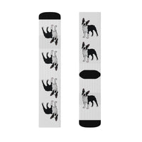 Boston Terrier Sublimation Socks, 3 Sizes, Polyester/Spandex, FREE Shipping, Made in USA!!