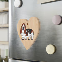 Basset Hound Wooden Ornaments, 6 Shapes, Magnetic Back, Red Ribbon, FREE Shipping, Made in USA!!