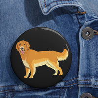Golden Retriever Custom Pin Buttons, 3 Sizes, Safety Pin Backing, Metal, Lightweight, Durable, FREE Shipping, Made in USA!!