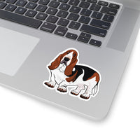 Basset Hound Kiss-Cut Stickers, 4 Sizes, White or Transparent, FREE Shipping, Made in USA!!