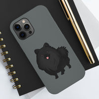 Black Pomeranian Tough Phone Cases, Case-Mate, iPhone, Impact Resistant, Glossy Finish, Wireless Charging, FREE Shipping, Made in USA!!