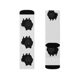 Black Pomeranian Sublimation Socks; 3 Sizes; Polyester/Spandex;