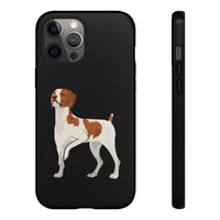 Brittany Dog Tough Cell Phone Cases, Dual Layer Case, Impact Resistant Outer Shell, Clear, Open Ports, Samsung & iPhone, Made in the USA!!