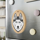 Siberian Husky Wooden Ornaments, 6 Shapes, Solid Wood, Magnetic Back, Red Ribbon Included, FREE Shipping, Made in USA!!