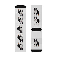 Border Collie Sublimation Socks, Polyester/Spandex, 3 Sizes, Cushioned Bottoms, FREE Shipping, Made in USA!!