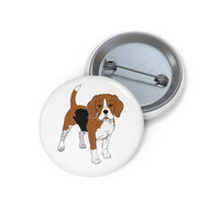 Beagle Custom Pin Buttons, 3 Sizes, Safety Pin Back, FREE Shipping, Made in USA!!