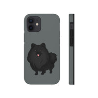 Black Pomeranian Tough Phone Cases, Case-Mate, iPhone, Impact Resistant, Glossy Finish, Wireless Charging, FREE Shipping, Made in USA!!