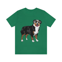 Australian Shepherd Unisex Jersey Short Sleeve Tee, XS-3XL, 14 Colors, Soft Cotton, Light Fabric, FREE Shipping, Made in USA!!