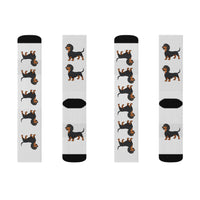 Dachshund Sublimation Socks, 3 Sizes, Polyester/Acrylic/Nylon/Spandex, FREE Shipping, Made in USA!!