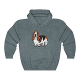 Basset Hound Unisex Heavy Blend™ Hooded Sweatshirt, Cotton& Polyester, S - 5XL, 12 Colors, FREE Shipping, Made in USA!!