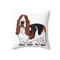 Basset Hound Spun Polyester Square Pillow, Indoor Use, Polyester Cover & Pillow, 4 Sizes, FREE Shipping, Made in USA!!