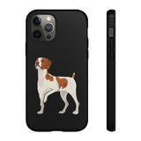 Brittany Dog Tough Cell Phone Cases, Dual Layer Case, Impact Resistant Outer Shell, Clear, Open Ports, Samsung & iPhone, Made in the USA!!