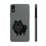 Black Pomeranian Tough Phone Cases, Case-Mate, iPhone, Impact Resistant, Glossy Finish, Wireless Charging, FREE Shipping, Made in USA!!