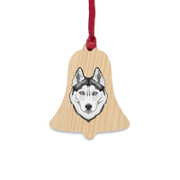 Siberian Husky Wooden Ornaments, 6 Shapes, Solid Wood, Magnetic Back, Red Ribbon Included, FREE Shipping, Made in USA!!