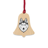 Siberian Husky Wooden Ornaments, 6 Shapes, Solid Wood, Magnetic Back, Red Ribbon Included, FREE Shipping, Made in USA!!