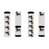 Dachshund Sublimation Socks, 3 Sizes, Polyester/Acrylic/Nylon/Spandex, FREE Shipping, Made in USA!!