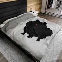 Black Pomeranian Velveteen Plush Blanket, 3 Sizes, Polyester, FREE Shipping, Made in USA!!