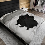 Black Pomeranian Velveteen Plush Blanket, 3 Sizes, Polyester, FREE Shipping, Made in USA!!