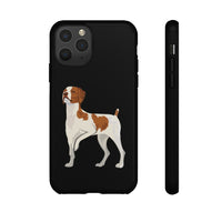 Brittany Dog Tough Cell Phone Cases, Dual Layer Case, Impact Resistant Outer Shell, Clear, Open Ports, Samsung & iPhone, Made in the USA!!