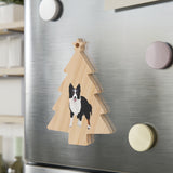 Border Collie Wooden Ornaments, Custom, Personalized, Magnetic Back, Red Ribbon, 6 Shapes, FREE Shipping, Made in the USA!!