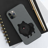 Black Pomeranian Tough Phone Cases, Case-Mate, iPhone, Impact Resistant, Glossy Finish, Wireless Charging, FREE Shipping, Made in USA!!