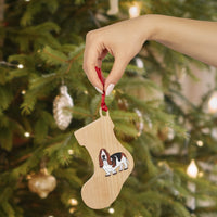 Basset Hound Wooden Ornaments, 6 Shapes, Magnetic Back, Red Ribbon, FREE Shipping, Made in USA!!