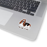 Basset Hound Kiss-Cut Stickers, 4 Sizes, White or Transparent, FREE Shipping, Made in USA!!