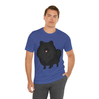 Black Pomeranian Unisex Jersey Short Sleeve Tee, S - 3XL, 16 Colors, Cotton, Light Fabric, FREE Shipping, Made in USA!!