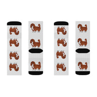 Ruby Cavalier King Charles Spaniel Sublimation Socks, 3 Sizes, Polyester/Spandex, FREE Shipping, Made in USA!!