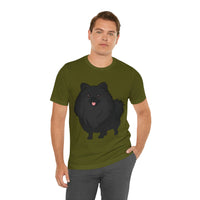 Black Pomeranian Unisex Jersey Short Sleeve Tee, S - 3XL, 16 Colors, Cotton, Light Fabric, FREE Shipping, Made in USA!!