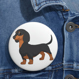 Dachshund Custom Pin Buttons, 3 Sizes, Metal, Lightweight, Safety Pin, FREE Shipping, Made in USA!!