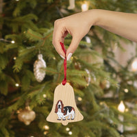 Basset Hound Wooden Ornaments, 6 Shapes, Magnetic Back, Red Ribbon, FREE Shipping, Made in USA!!