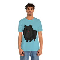 Black Pomeranian Unisex Jersey Short Sleeve Tee, S - 3XL, 16 Colors, Cotton, Light Fabric, FREE Shipping, Made in USA!!