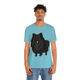 Black Pomeranian Unisex Jersey Short Sleeve Tee, S - 3XL, 16 Colors, Cotton, Light Fabric, FREE Shipping, Made in USA!!