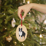 Border Collie Wooden Ornaments, Custom, Personalized, Magnetic Back, Red Ribbon, 6 Shapes, FREE Shipping, Made in the USA!!