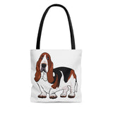 Basset Hound Tote Bag, 3 Sizes, 100% Polyester, Beach Bag, Book Bag, Makeup Bag, FREE Shipping, Made in USA!!